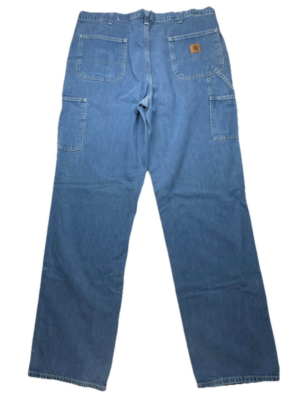 Carhartt Carpenter Jeans Men’s 38x34 Y2K Dungaree Fit Blue 382-83 Leather Tab
